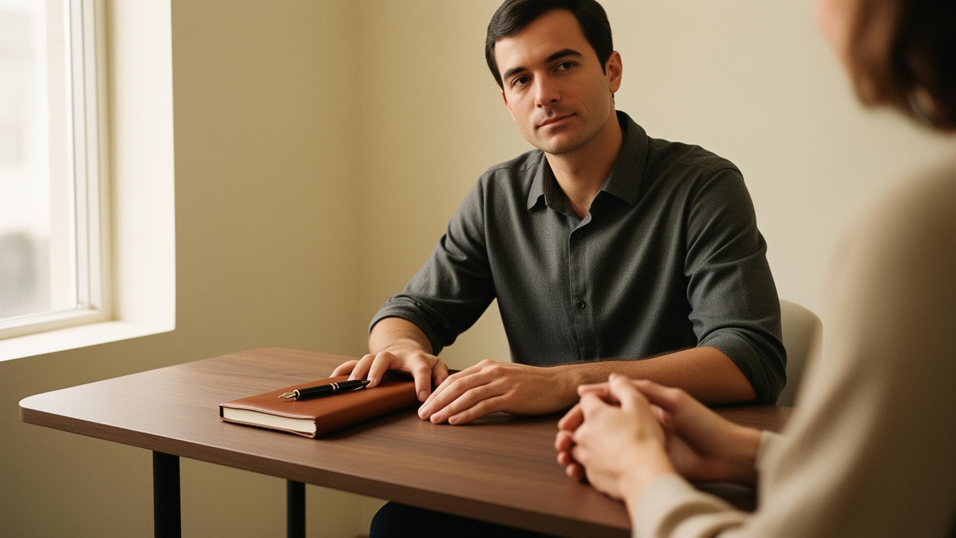 A quiet, ivory-toned private consultation room